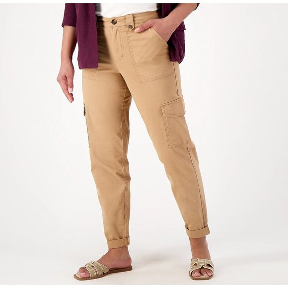 New Candace Cameron Bure Warm Tan Regular Utility Pant Size Reg 8 - Picture 1 of 5